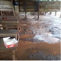 A picture of one of the flooded classrooms