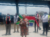 A cross-section of the South African nationals at the departure terminal of the KIA