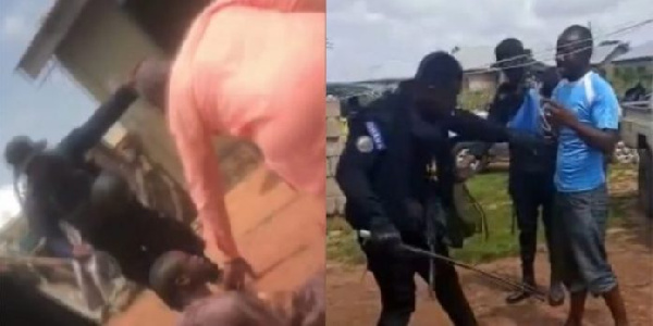 Screengrab of police assualting residents