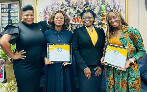 Second Deputy Governor of the Bank of Ghana, Elsie Addo Awadzi with the awardees