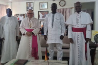 Dr Hafiz Bin Salih, the Upper West Regional Minister in a meeting with the Aposolic Nuncio to Ghana