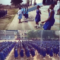 Students dancing at assembly to Kelvyn Boy's song