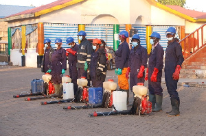 The crew from Zoomlion, disinfected the Bolga Old Market, Paga, Bawku and Navrongo