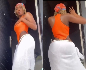 Singer Wendy Shay whining her waist