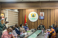 Samuel Jinapor with the members of the committee