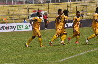 AshantiGold players celebrate victory