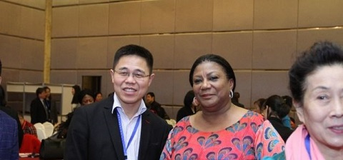 Rebecca Akufo-Addo, First Lady of the Republic of Ghana with a Chinese investor