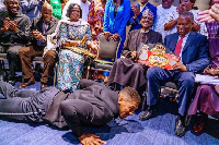 Nigerian President Muhammadu Buhari 'floors' Anthony Joshua