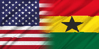 Combination photo of flags of US and Ghana