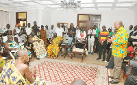 Former President John Mahama paid a courtesy call on Okyenhene, Osagyefo Amoatia Ofori Panin