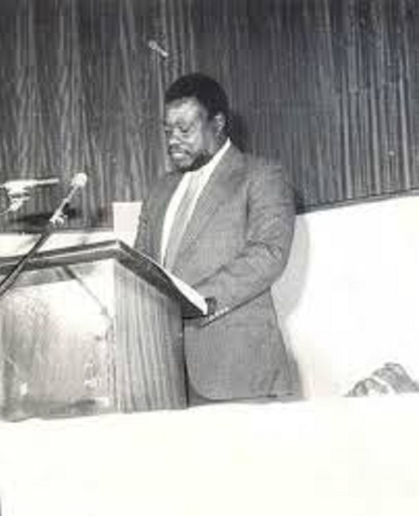 The old photo shows the late former president behind a pulpit