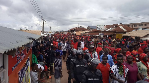 Residents of Kroboland captured in a photo embarking on a demonstration