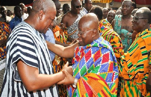 President Mahama in a hearty chat with Nana Addo