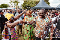 Alan Kyerematen being mobbed on his arrival in Hohoe