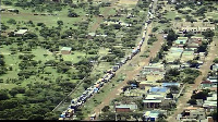 Trucks with essentials going towards Niger