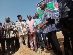 ASTROTURF TUMU Vice President Dr Bawumia With Shovel After Cutting Sod For The Project To Commence.j