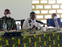 N/R Minister Salifu Sa-eed(Middle) with the Regional Director and Deputy of the Ghana Health Service