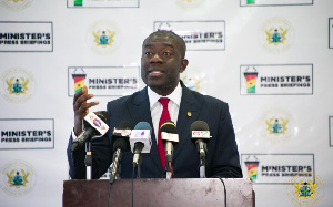 Information Minister, Kojo Oppong-Nkrumah addressing the press