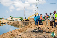 AMA Mayor, Mohammed Adjei Sowah inspecting a dredging exercise in the Odaw drain