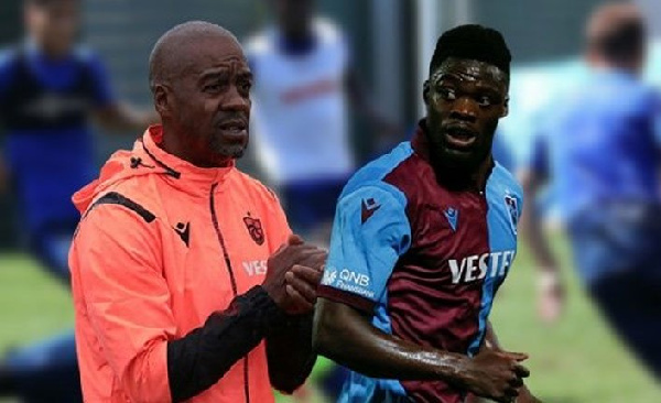 Coach Eddie Newton and Black Stars striker Caleb Ekuban