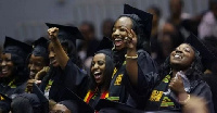 A group of university graduates during a graduation ceremony