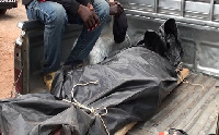 Body of the deceased wrapped in rubber bag