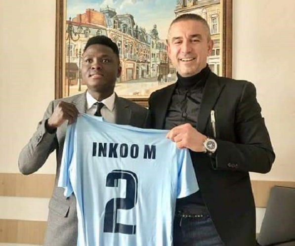 Ghana defender Samuel Inkoom [R]