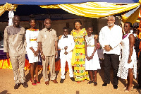 Former President Rawlings with Prof. Boachie-Adjei  and others