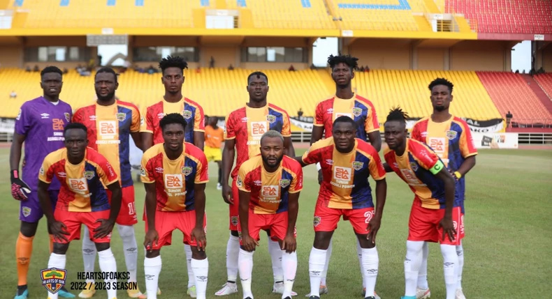 Accra Hearts of Oak team line up before a game | File photo