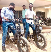 Some riders testing out the electric bikes