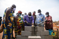 Akufo-Addo lays a brick to mark the construction