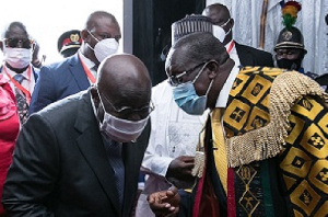 Nana Akufo-Addo confers with Speaker Alban Bagbin after the latter's inauguration