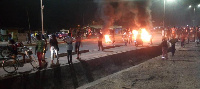 The protesters torched car tyres and blocked the Tamale-Navrongo stretch of the highway