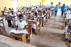 Some students sitting for the mock exams