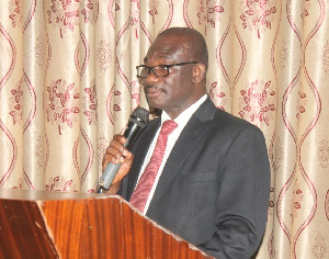 Dr. Anthony A. Duah of the Water Research Institute speaking at the event