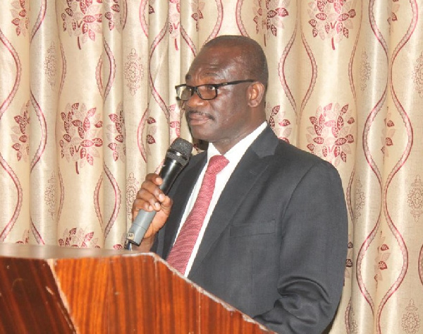 Dr. Anthony A. Duah of the Water Research Institute speaking at the event