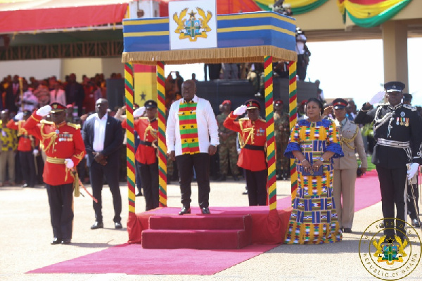 President Nana Addo Dankwa Akufo-Addo taking the national salute at Ghana @ 61