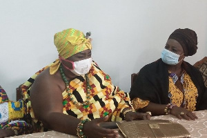 Mrs. Patience Dapaah (right), Advocacy Advisor of PATH Ghana with a traditional leader