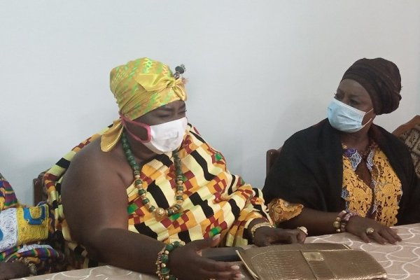 Mrs. Patience Dapaah (right), Advocacy Advisor of PATH Ghana with a traditional leader