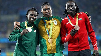 From left, Francine Niyonsaba, Caster Semenya, and Margaret Nyairera Wambui