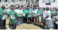 Ing Dr Ken Ashiegbe, (middle) president of the year group addressing students and teachers