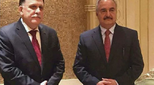 Libyan Rivals  Sarraj Haftar