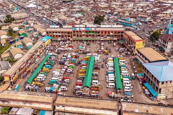 File photo: An aerial shot of Obuasi main station