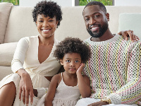 Dwayne Wade with his wife, Hollywood actress Gabrielle Union, and daughter Kaavia