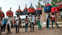 Ethiopian Orthodox devotees held a procession on the eve of the Ethiopian New Year