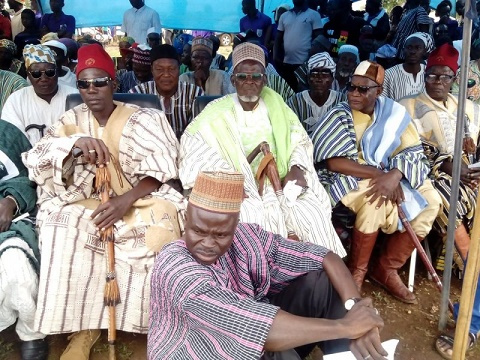 The Paramount Chief of Bawku, Naba Asigri Abugrago Azoka II (holding a white handkerchief)