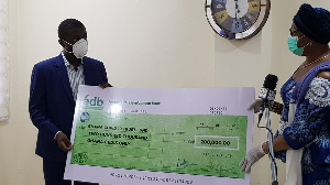 Receiving the donation on behalf of the Trust Fund, the former Chief Justice, Justice Sophia Akuffo