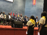 President Akufo-Addo observing the drills by the group