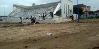 The roofing of the building reportedly came off after heavy winds