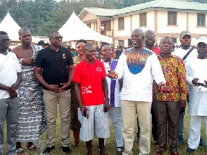 Nana Toku with some elders of the Apinto Divisional Council